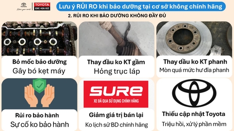 LƯU Ý RỦI RO KHI BẢO DƯỠNG TẠI CƠ SỞ KHÔNG CHÍNH HÃNG