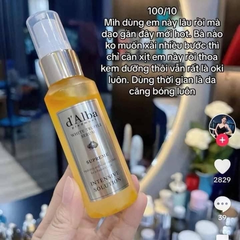 Xịt Khoáng 𝐃'𝐀𝐋𝐁𝐀 𝐖𝐇𝐈𝐓𝐄 𝐓𝐑𝐔𝐅𝐅𝐋𝐄 𝐒𝐄𝐑𝐔𝐌 50ml