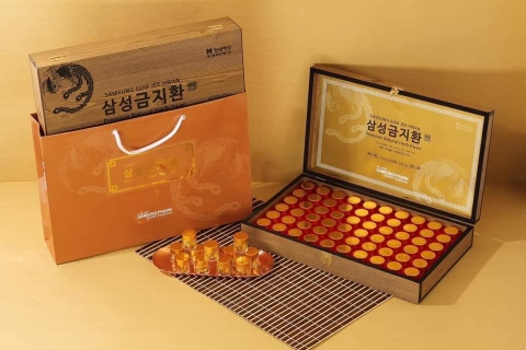 An Cung Ngưu Hoàng Hoàn SAMSUNG Hàn Quốc hộp gỗ 60 viên (GUM JEE HWAN)