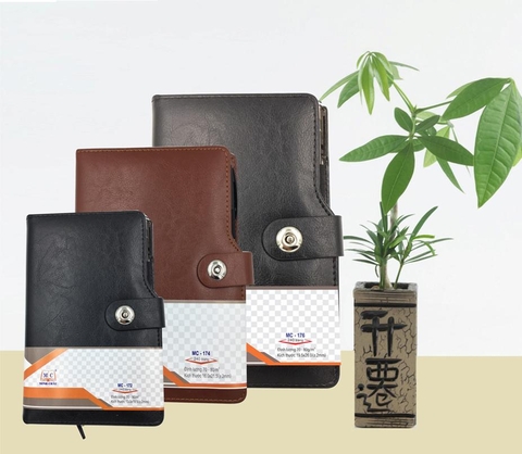 Sổ Da cao cấp khuy bấm có bút MC