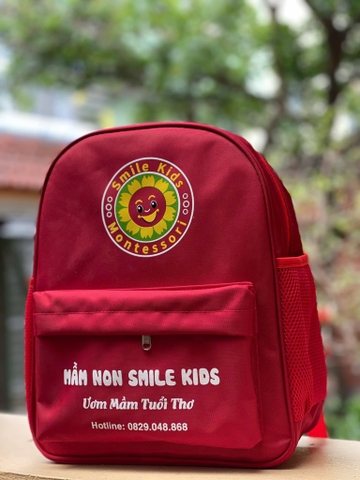 May Balo Trường Mầm Non Smile Kids – Thiết Kế Đẹp, In Logo Theo Yêu Cầu