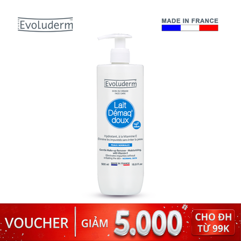 Sữa tẩy trang dưỡng ẩm Evoluderm dành cho da thường 500ml