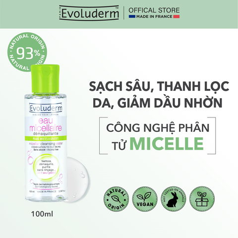 Nước tẩy trang Evoluderm Micellaire chiết xuất bưởi hồng dành cho da hỗn hợp và dầu mụn 500ml