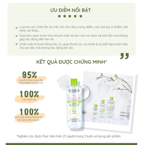 Nước tẩy trang Evoluderm Micellaire chiết xuất bưởi hồng dành cho da hỗn hợp và dầu mụn 500ml