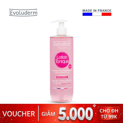 Nước hoa hồng Evoluderm làm dịu phục hồi và dưỡng ẩm dành cho da nhạy cảm 500ml