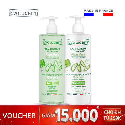 Combo gel tắm và sữa dưỡng thể chiết xuất Nha Đam