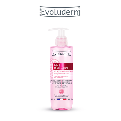 Gel rửa mặt Evoluderm ngăn ngừa mụn chiết xuất Bưởi hồng và hoa Cúc 250ml