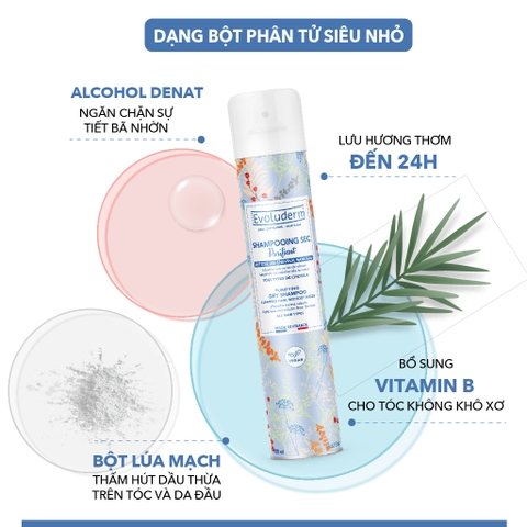 Dầu gội khô Evoluderm cho mọi loại tóc 200ml