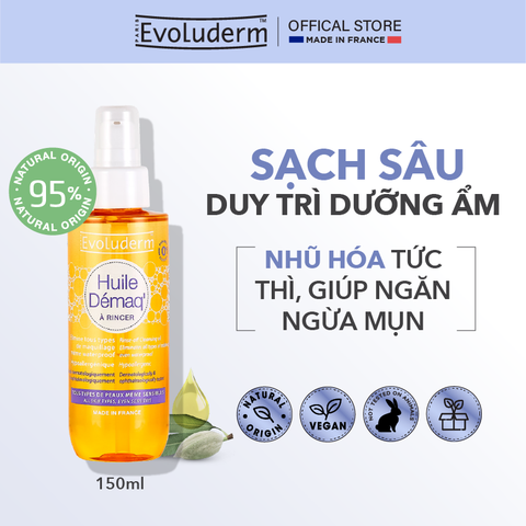 Dầu Tẩy Trang Tinh Dầu Hạnh Nhân Evoluderm Huile Démaq Làm Sạch Sâu, Dưỡng Ẩm, Chống Lão Hóa Almond Cleansing Oil 150g
