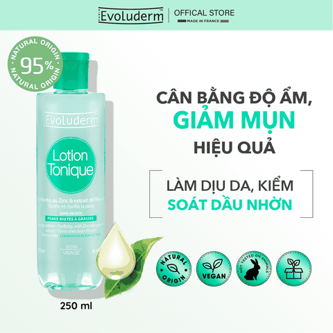 Nước hoa hồng Evoluderm dưỡng ẩm cho da hỗn hợp và dầu mụn 250ml