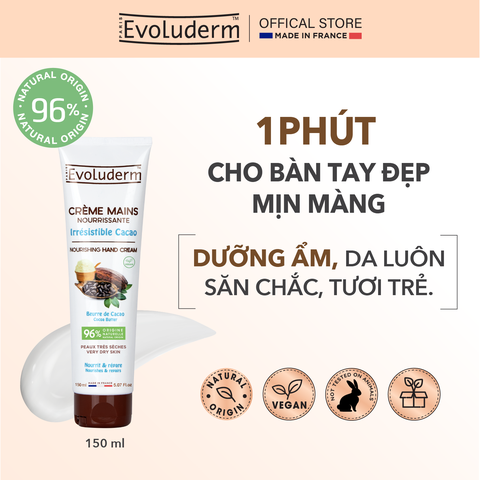 Kem dưỡng ẩm làm mềm bảo vệ da tay chiết xuất Bơ Cacao Evoluderm 150ml