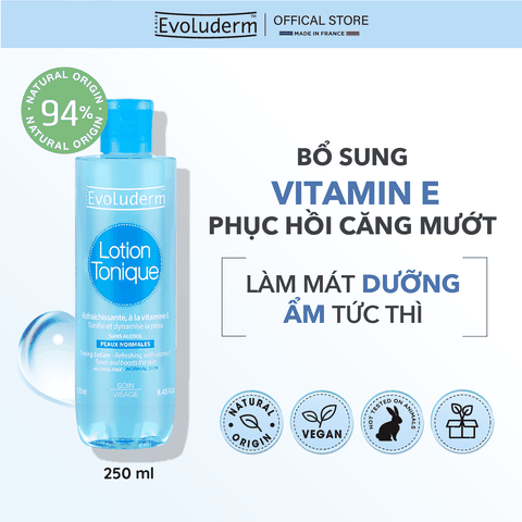 Nước hoa hồng Evoluderm bổ sung Vitamin E dành cho da thường 250ml