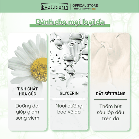 Mặt nạ Evoluderm làm dịu da chiết xuất hoa Cúc 150ml