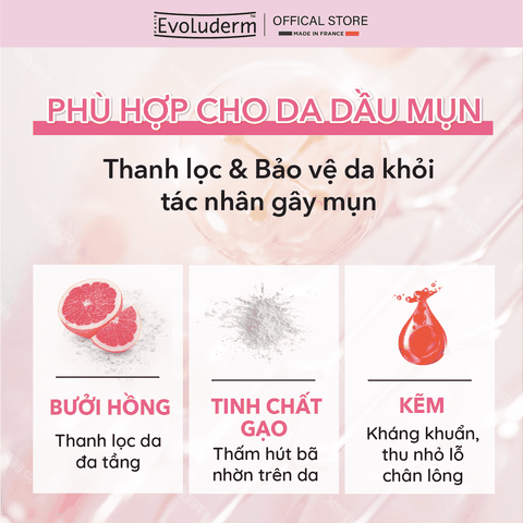 Gel rửa mặt tẩy tế bào chết Evoluderm tinh chất Bưởi hồng 150ml