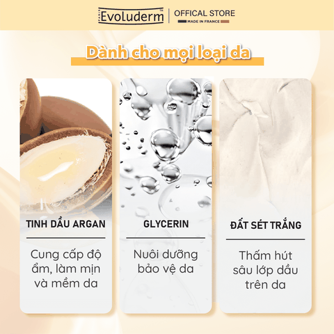 Mặt nạ dưỡng ẩm Evoluderm chiết xuất từ tinh dầu Argan 150ml