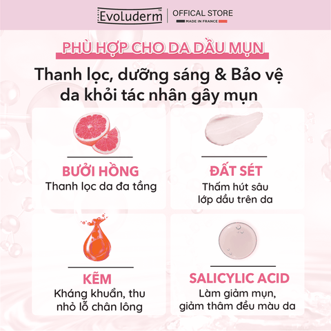 Sữa rửa mặt – Mặt nạ trị mụn 2 trong 1 Chiết xuất Bưởi Hồng dành cho da dầu mụn 150ml