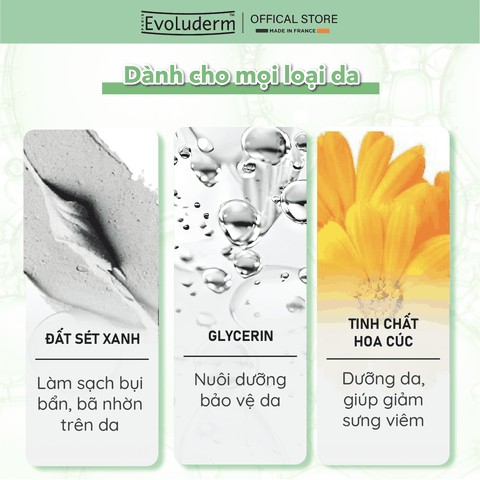 Mặt nạ dưỡng ẩm Evoluderm chiết xuất từ tinh chất đất sét 150ml