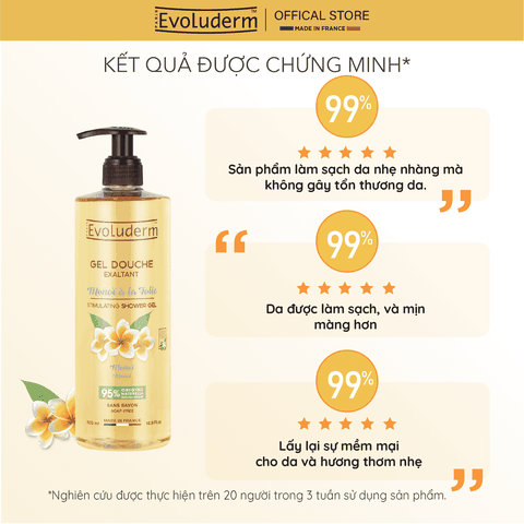 Gel tắm dưỡng da Evoluderm tinh chất Monoï à la Folie