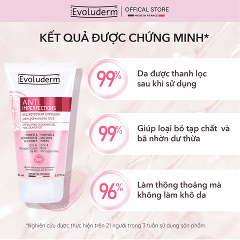 Gel rửa mặt tẩy tế bào chết Evoluderm tinh chất Bưởi hồng 150ml