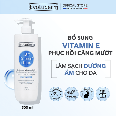 Sữa tẩy trang dưỡng ẩm Evoluderm dành cho da thường 250ml
