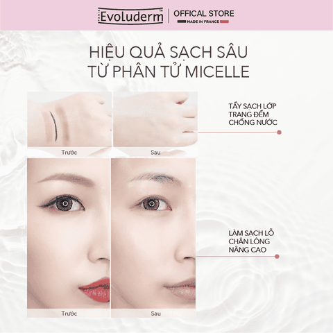 Nước tẩy trang Evoluderm Micellaire chiết xuất cây Bông dành cho da khô và nhạy cảm