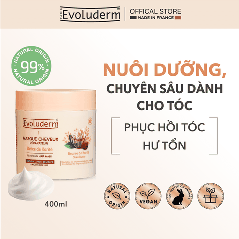 Kem ủ dành cho tóc dài và yếu dễ gãy rụng Evoluderm chiết xuất Bơ Hạt Mỡ - 500ml