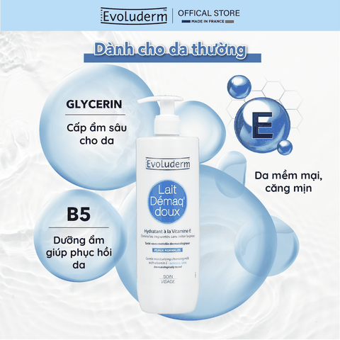 Sữa tẩy trang dưỡng ẩm Evoluderm dành cho da thường