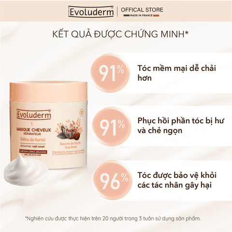 Kem ủ dành cho tóc dài và yếu dễ gãy rụng Evoluderm chiết xuất Bơ Hạt Mỡ - 500ml