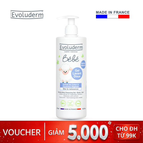 Gel tắm gội toàn thân cho bé Evoluderm - 500ml