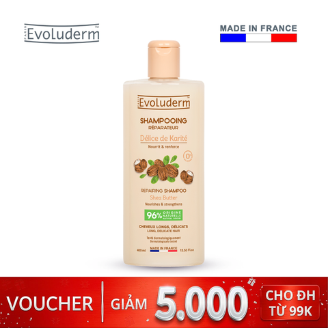 Dầu gội dành cho tóc dài và yếu dễ gãy rụng Evoluderm chiết xuất Bơ Hạt Mỡ - 400ml