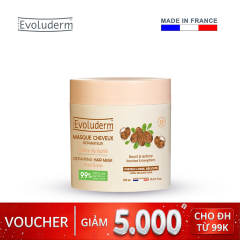 Kem ủ dành cho tóc dài và yếu dễ gãy rụng Evoluderm chiết xuất Bơ Hạt Mỡ - 500ml