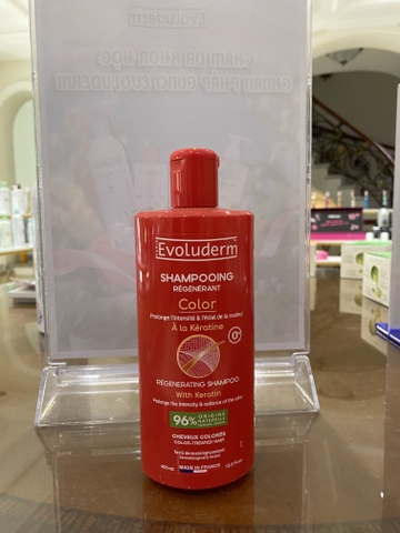 Dầu gội dành cho tóc uốn nhuộm Evoluderm chiết xuất Keratin - 400ml