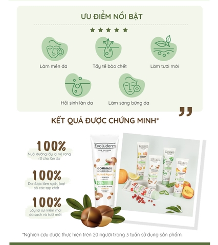 Gel tẩy tế bào chết Evoluderm chiết xuất từ tinh dầu Argan 150ml