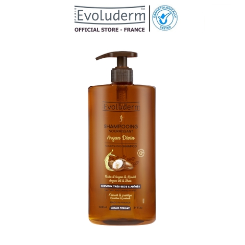 Dầu gội dành cho tóc rất khô và bị hư tổn Evoluderm chiết xuất Tinh dầu Argan và Bơ Hạt Mỡ - 1000ml