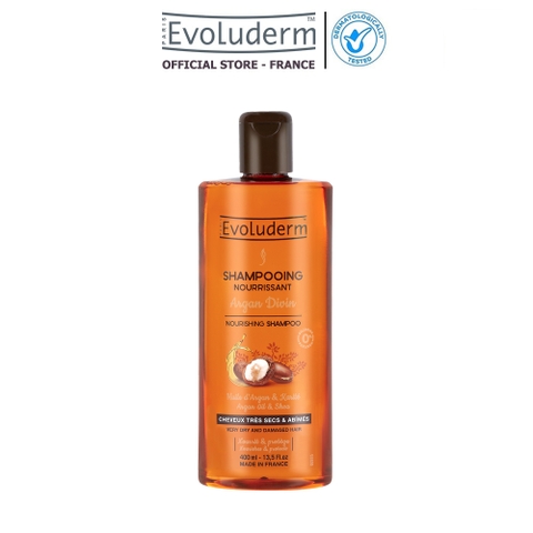 Dầu gội dành cho tóc rất khô và bị hư tổn Evoluderm chiết xuất Tinh dầu Argan và Bơ Hạt Mỡ - 400ml