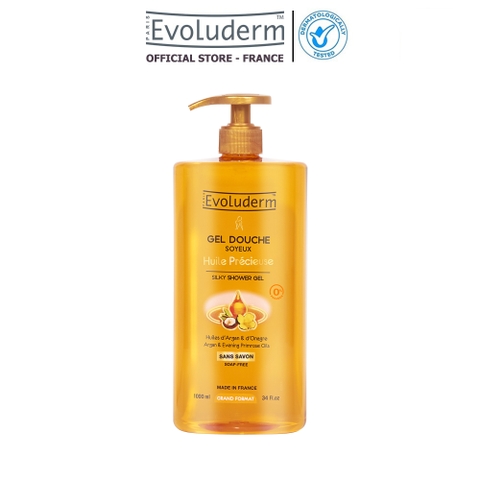 Gel tắm Evoluderm chiết xuất các loại tinh dầu Quý Hiếm – Tinh dầu Argan và Tinh dầu Hoa Anh Thảo 1000ml