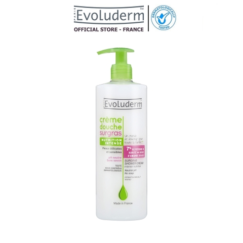 Gel tắm Evoluderm Surgars dưỡng ẩm chiết xuất 7% Glycerin và Bơ hạt mỡ 500ml