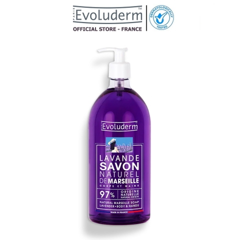 Xà phòng nước thiên nhiên 2 trong 1 Evoluderm Marseille hương Lavander 1000ml