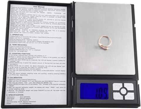 Cân tiểu ly điện tử chính hãng không nhảy số 500g-0.01g Digital Pocket Scale with 0.01g Accuracy - Small Weight Machine with Low battery, Overload Indicator, Gold Weight Machine Ideal for Gold & Silver Ornaments, Kitchen, Jewellery - 500g