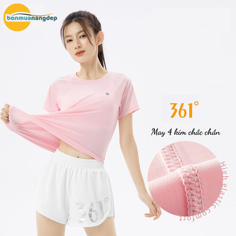 Áo thể thao nữ cổ tròn hiệu 361° – Chất liệu thun phối lưới mỏng nhẹ, thoáng khí, thấm hút mồ hôi