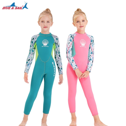 Đồ bơi giữ nhiệt bé gái DIVE AND SAIL size 12-30kg cao su dày 2.5mm giữ ấm ngăn tia UV