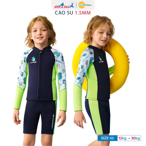Đồ bơi giữ nhiệt bé trai Dive and Sail size 12-30kg chất liệu cao su dày 1.5mm giữ ấm ngăn tia UV