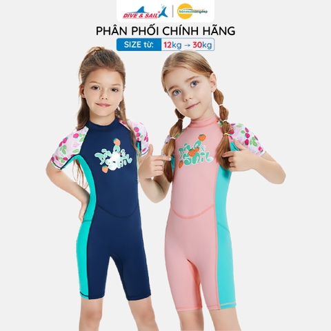 Đồ bơi bé gái Dive and Sail size 12-30kg chất liệu vải chống nắng ngăn tia UV