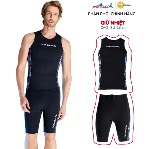 Đồ bơi giữ nhiệt người lớn Dive and Sail cho nam chất cao su dày 2mm giữ ấm