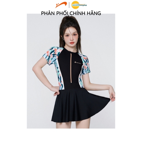 Đồ bơi nữ tay ngắn chân váy phối quần rời bên trong che bụng tạo dáng eo thon