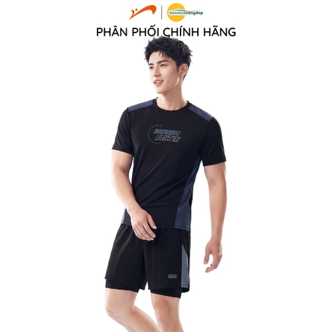 Bộ đồ bơi nam Youyou, gồm hai món quần và áo, màu đen phối xám