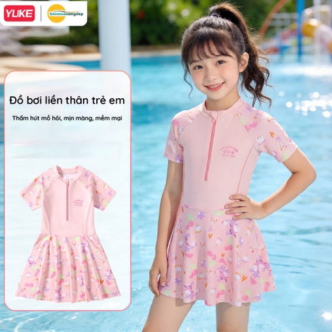 Đồ bơi bé gái liền thân tay ngắn YY7254