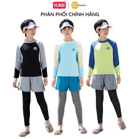 Đồ bơi bé trai YUKE tay dài quần dài phối quần đùi kín đáo chống nắng hiệu quả mới 2026 YY7243