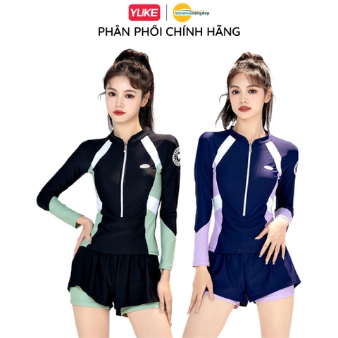 Đồ bơi nữ YUEK tay dài quần đùi 2 lớp thiết kế thể thao năng động trẻ trung