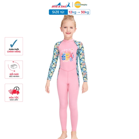 Đồ bơi bé gái Dive and Sail size 12-30kg chất vải mềm mại tay dài quần dài chống nắng ngăn tia UV